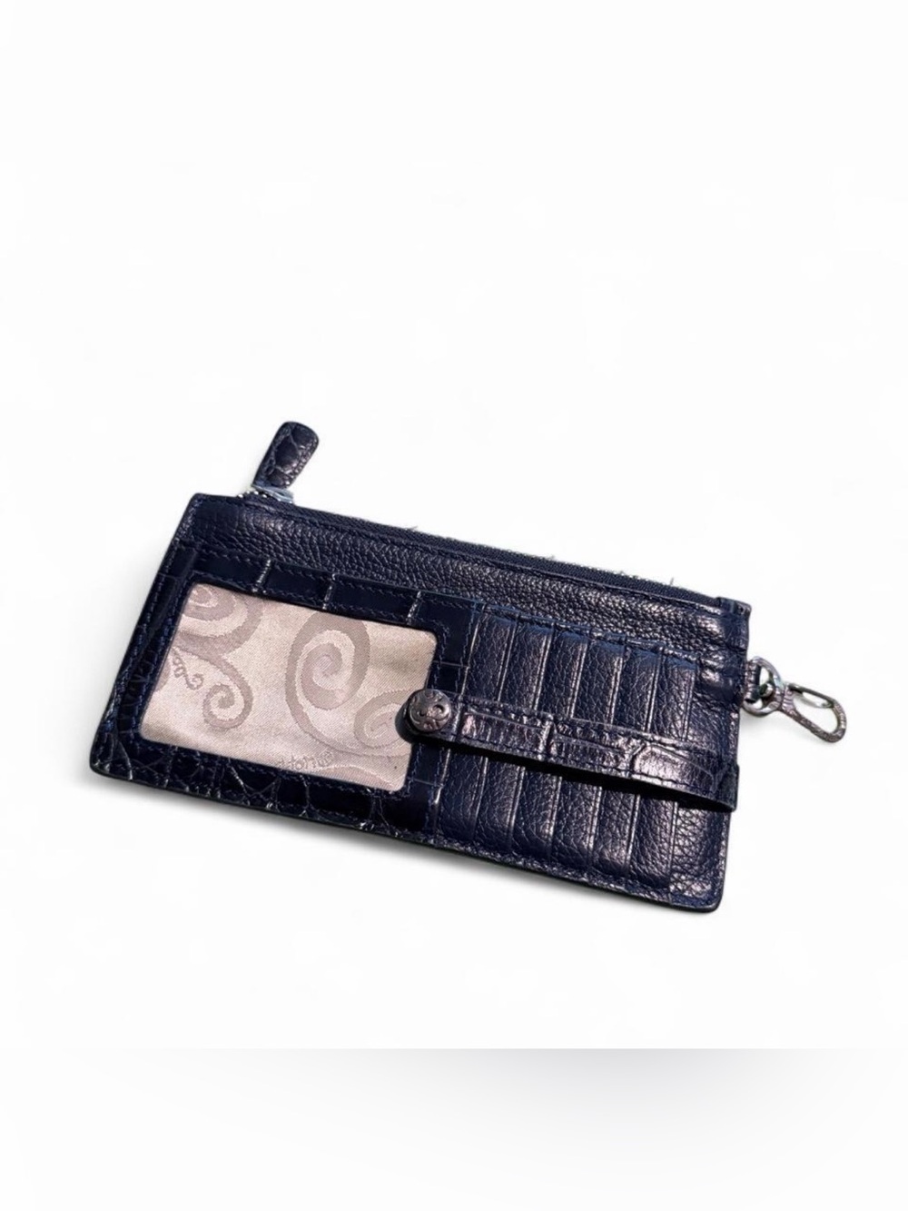 Brighton Navy textured leather wallet with silver accents